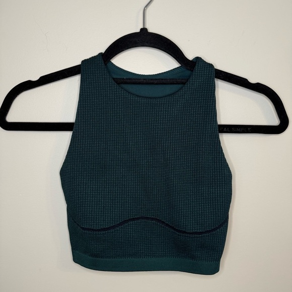 👟2/$20👟 OFFLINE by Aerie High Neck Waffle Knit Dark Green Sports Bra XS - Picture 1 of 4